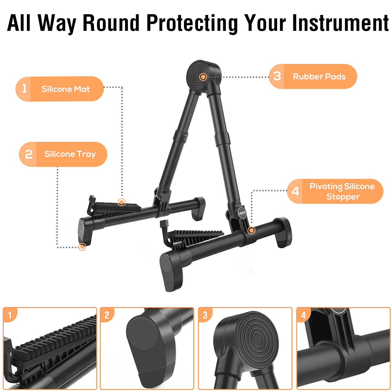 A-Frame Guitar Stand Floor Universal Metal for Acoustic Classical Electric Bass