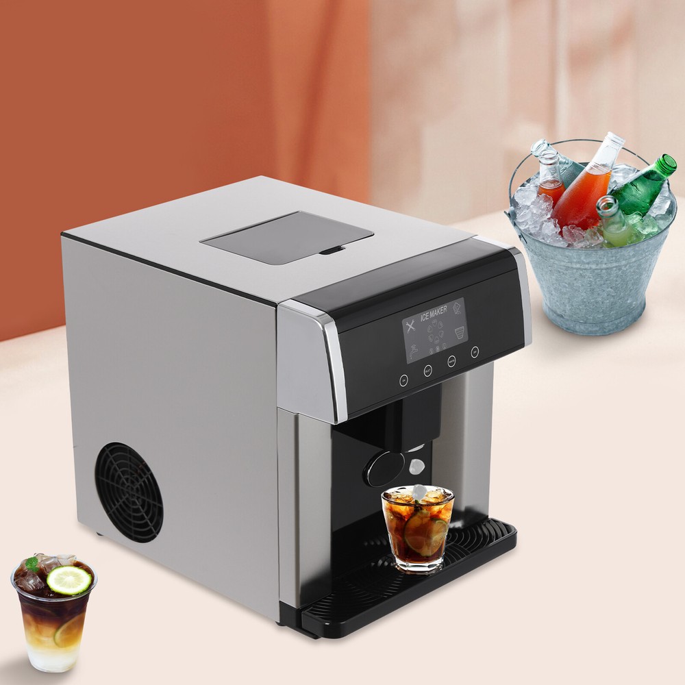 2in1 Self Dispensing Countertop Nugget Ice Maker Cold Water Making Machine
