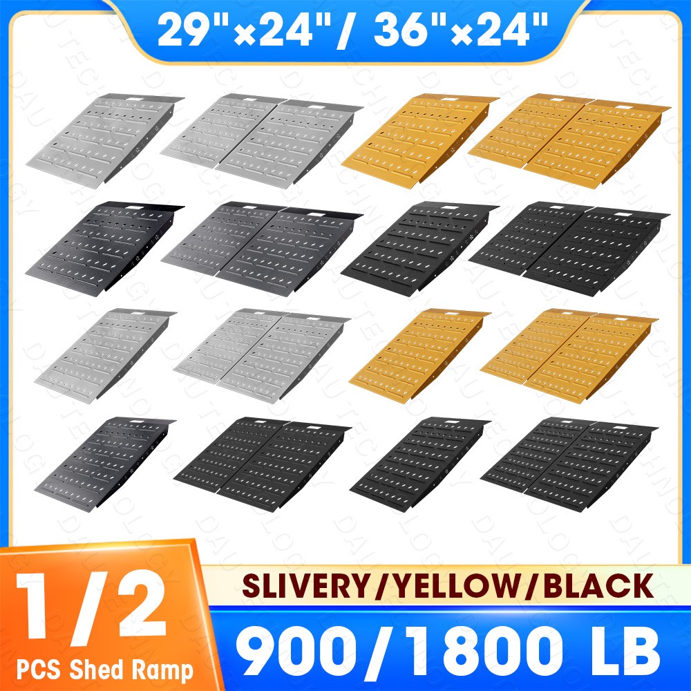 Shed Ramp for Riding Mower & Lawn 900/1600LB Capacity Anti-Slip Punch Plate Ramp