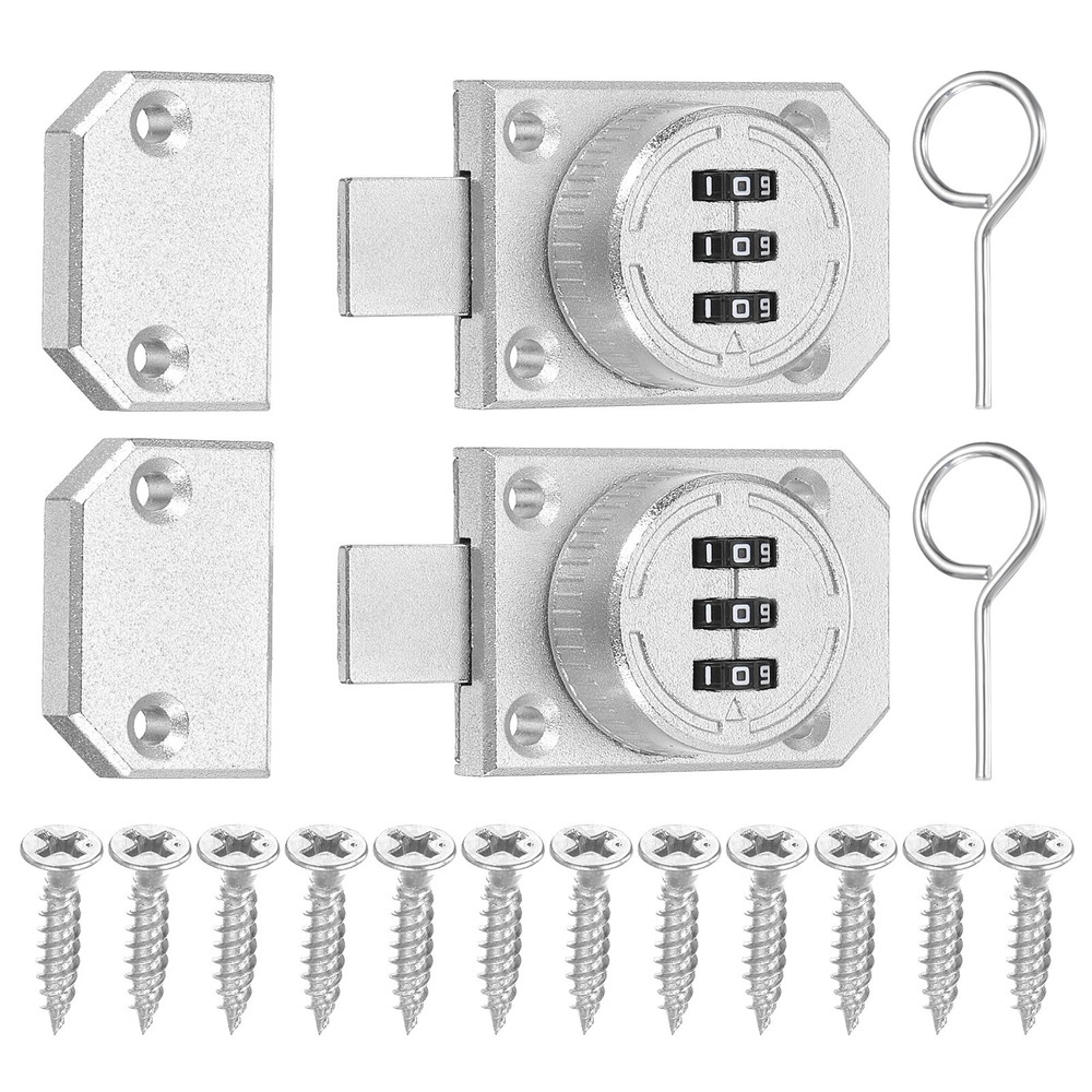 2 Pcs Combination Cabinet Latch Mechanical Keyless Password Lock Silver