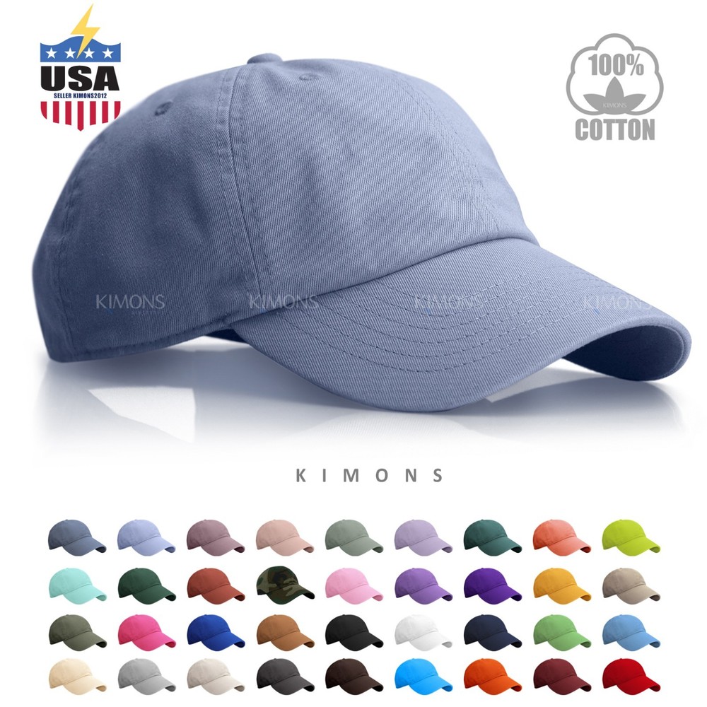 Premium 100% Cotton Baseball Cap Solid Plain Dad Hat Adjustable Mens Womens PC