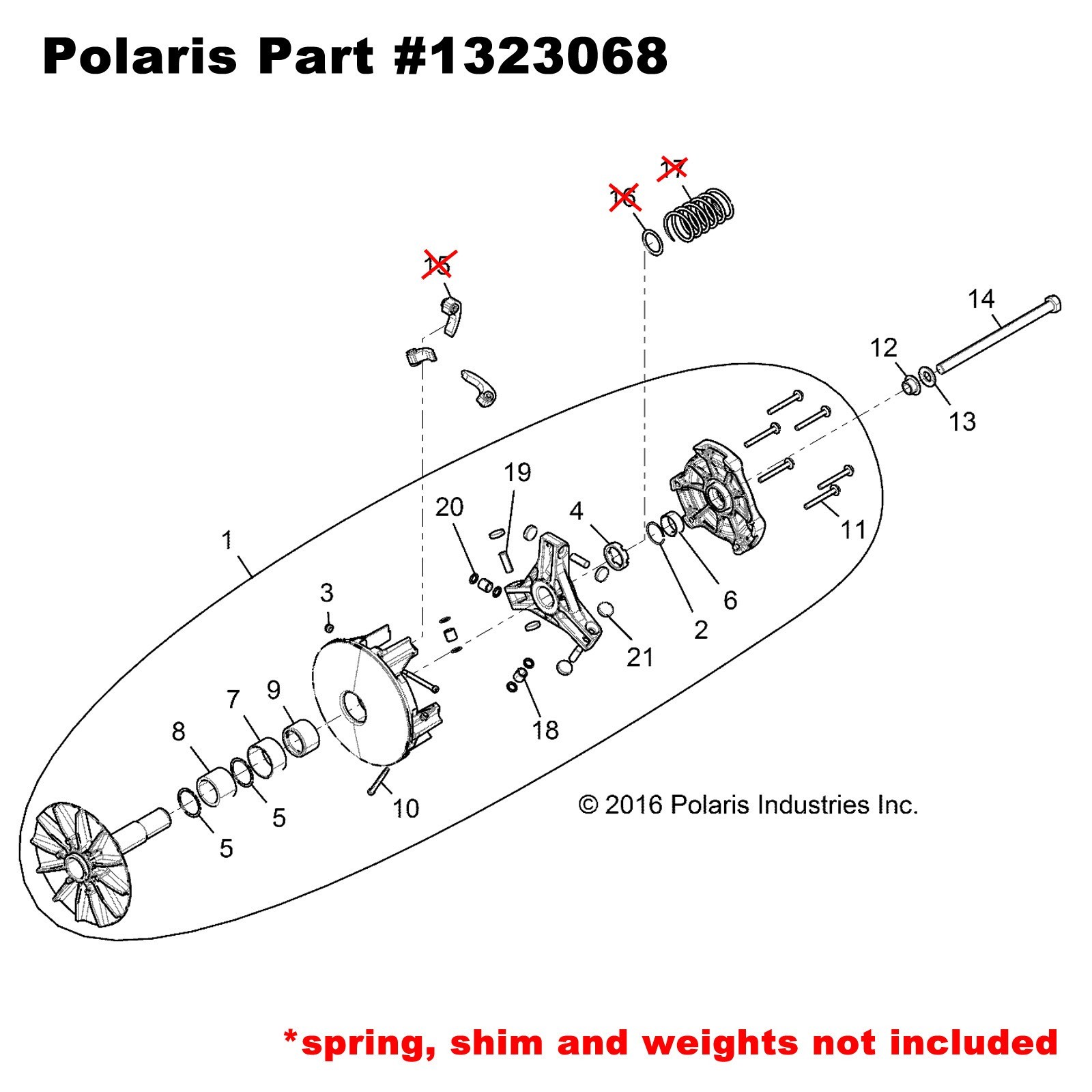 Primary Drive Clutch Genuine Polaris OEM 1323068 RZR XP1000 XP4 GENERAL 1000