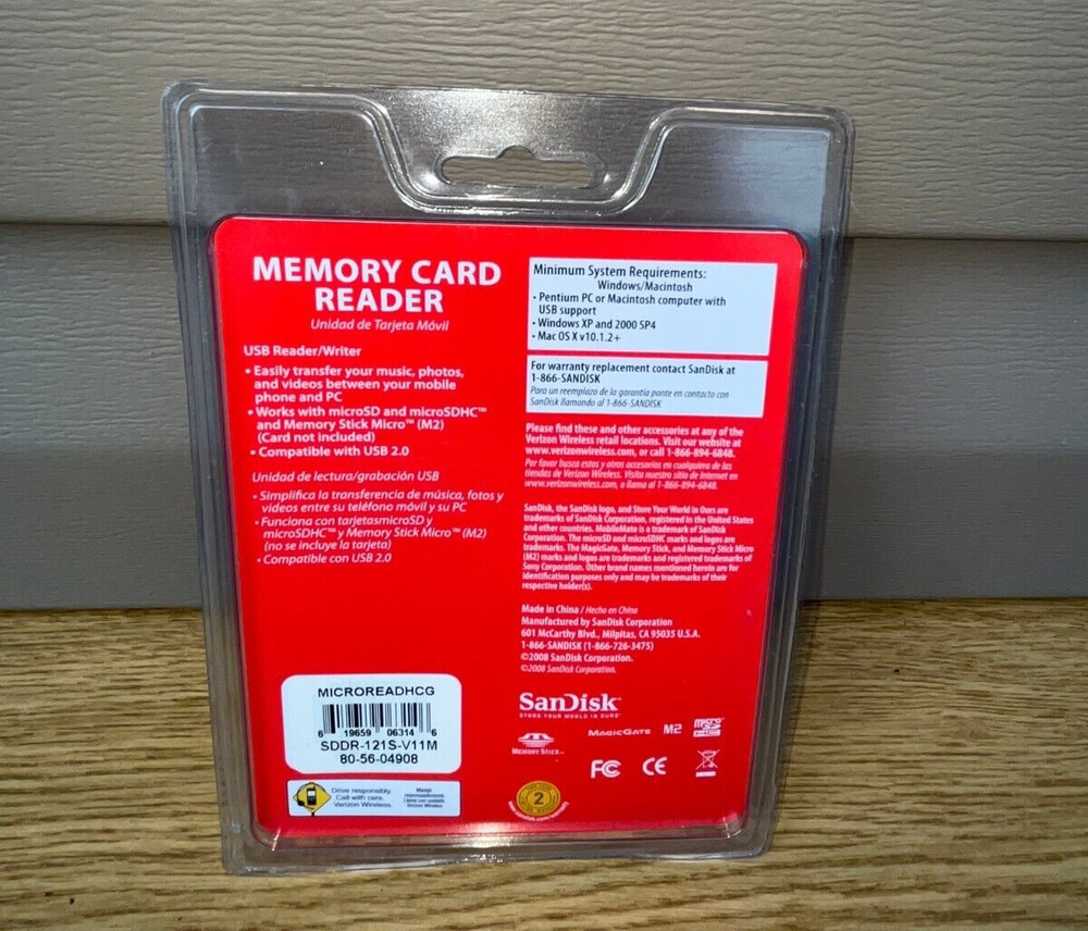 SanDisk MobileMate Micro Memory Card Reader SSDR-121S-V11M. New/Sealed