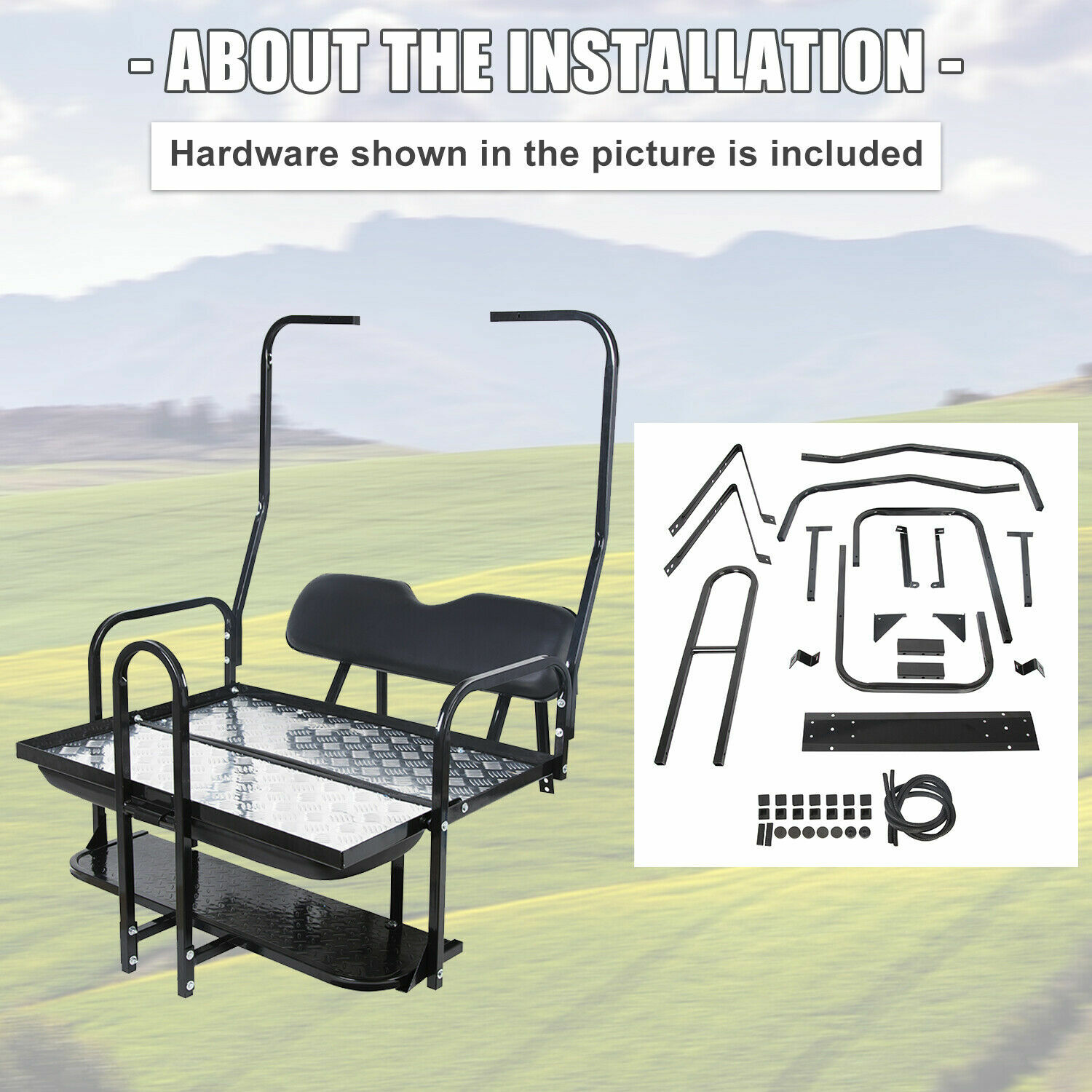 Rear Flip Seat Kit Grab Bar Roof Support For Club Car Golf Cart DS 1982-2000.5