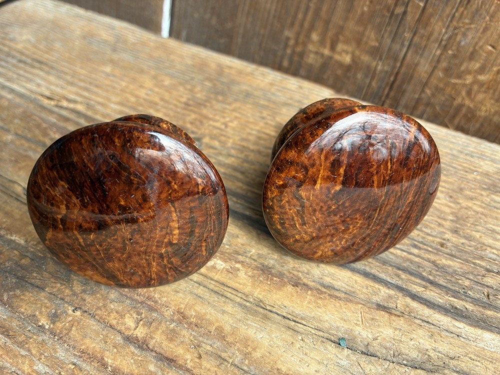 Pair (2) Rare Antique Bennington Pottery Cupboard / Drawer Pull Knobs - 2 in Dia