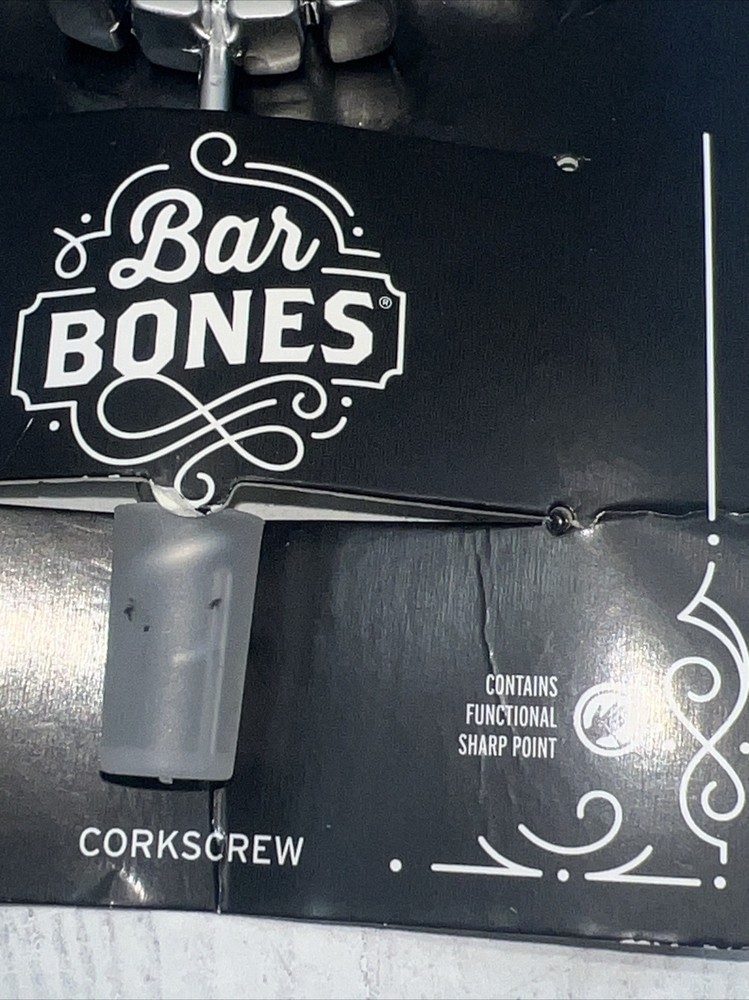Bar Bones Fred Heavy Solid Metal Silver Skull Head Corkscrew New NIP