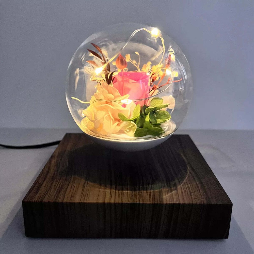 Eternal levitation lamp rose design with LED light
