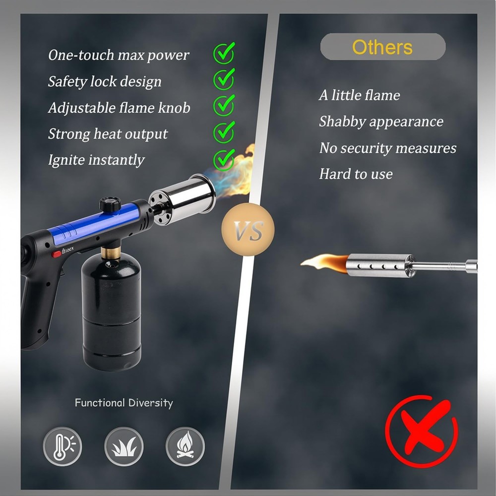 ARTFLAMM Powerful Propane Torch Gun, Kitchen Torch With Adjustable Flame, Adj...