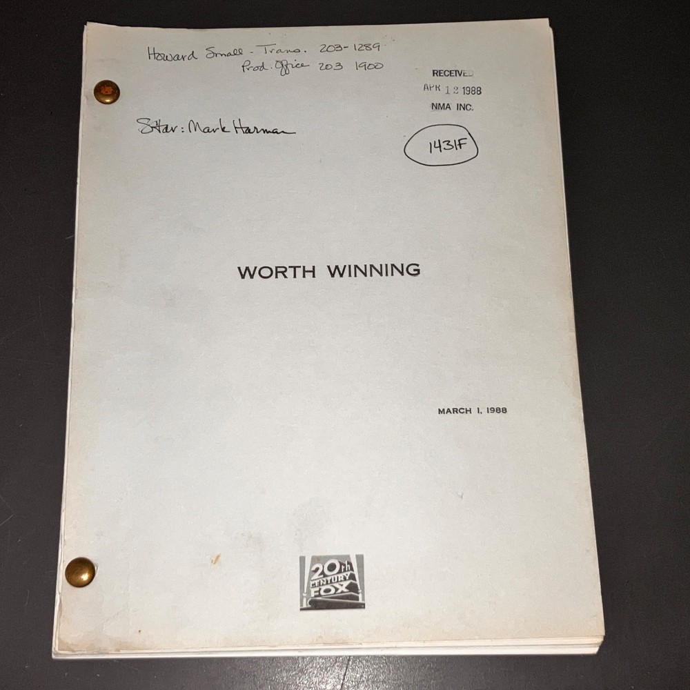 WORTH WINNING (3/1/88) Mark Harmon / Production Script w/Notes / Fox Covers +COA