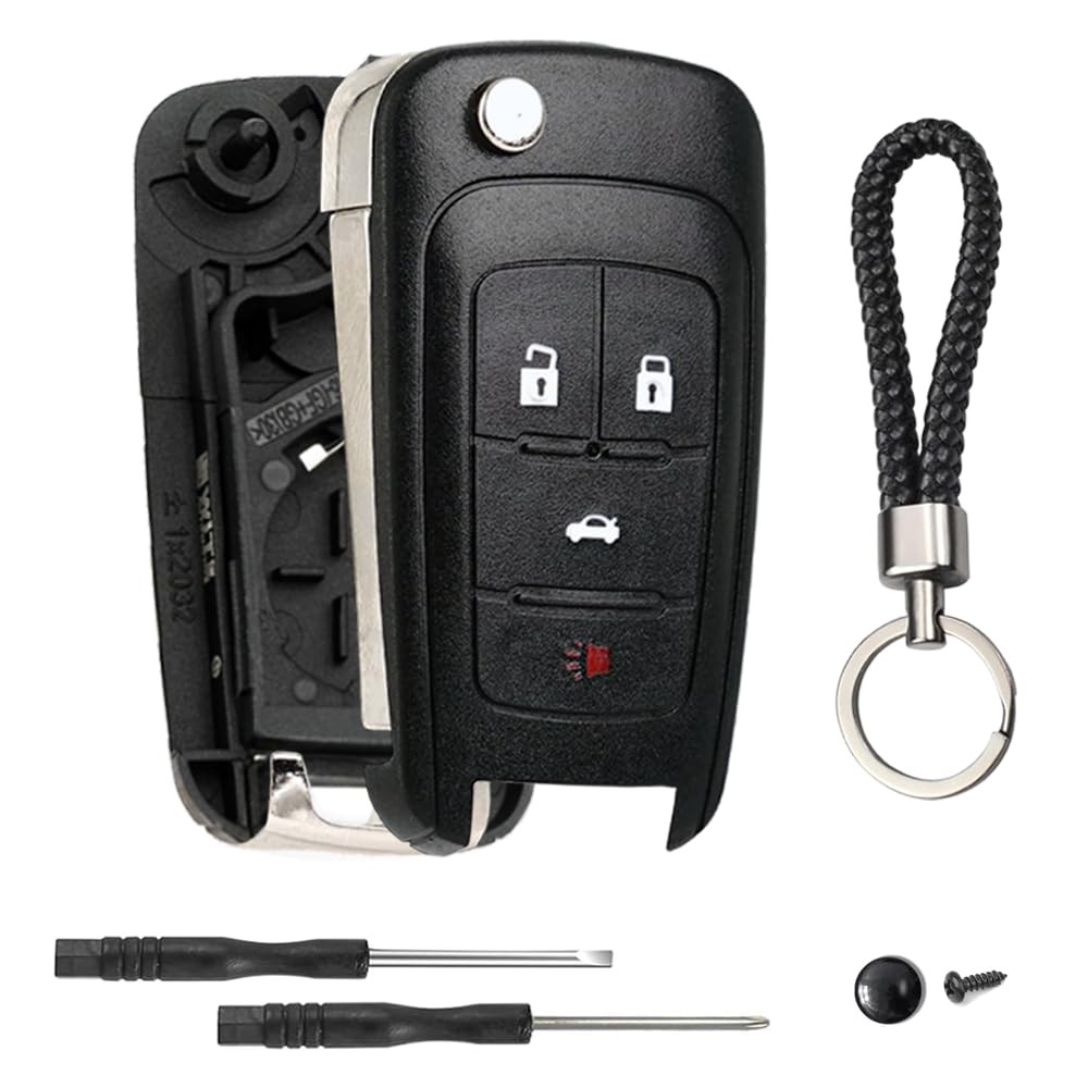 4 Button Key Fob Keyless Entry Remote Shell Case Replacement for Chevy black