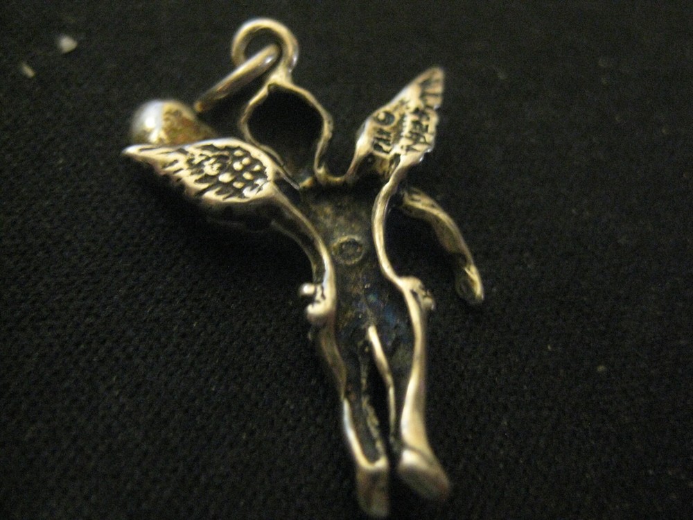 Sterling Silver Angel Catching a Baseball Cham