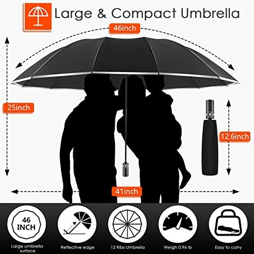 Large Windproof Inverted Umbrella - Compact Reverse Design, Teflon-Coated, Trave