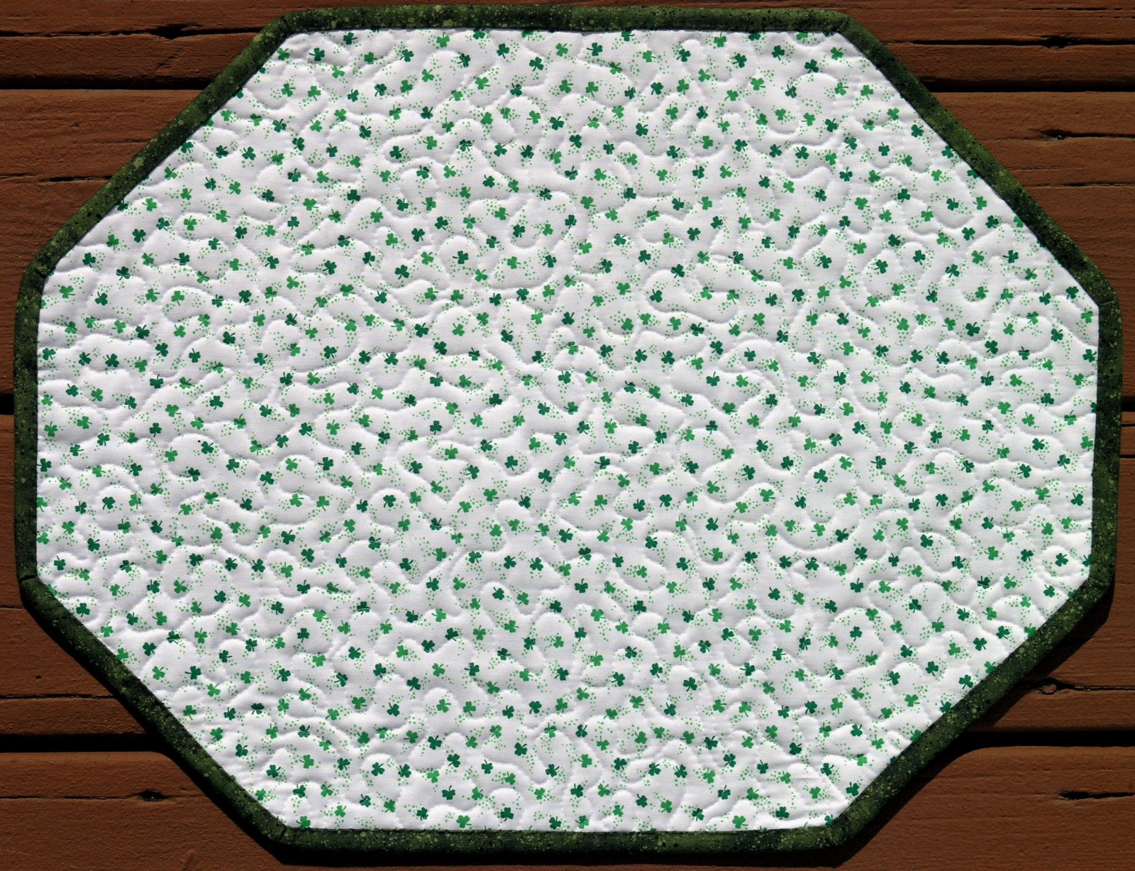 Handcrafted Quilted Table Runner Topper ST PATRICK'S DAY SHAMROCKS TOP HATS