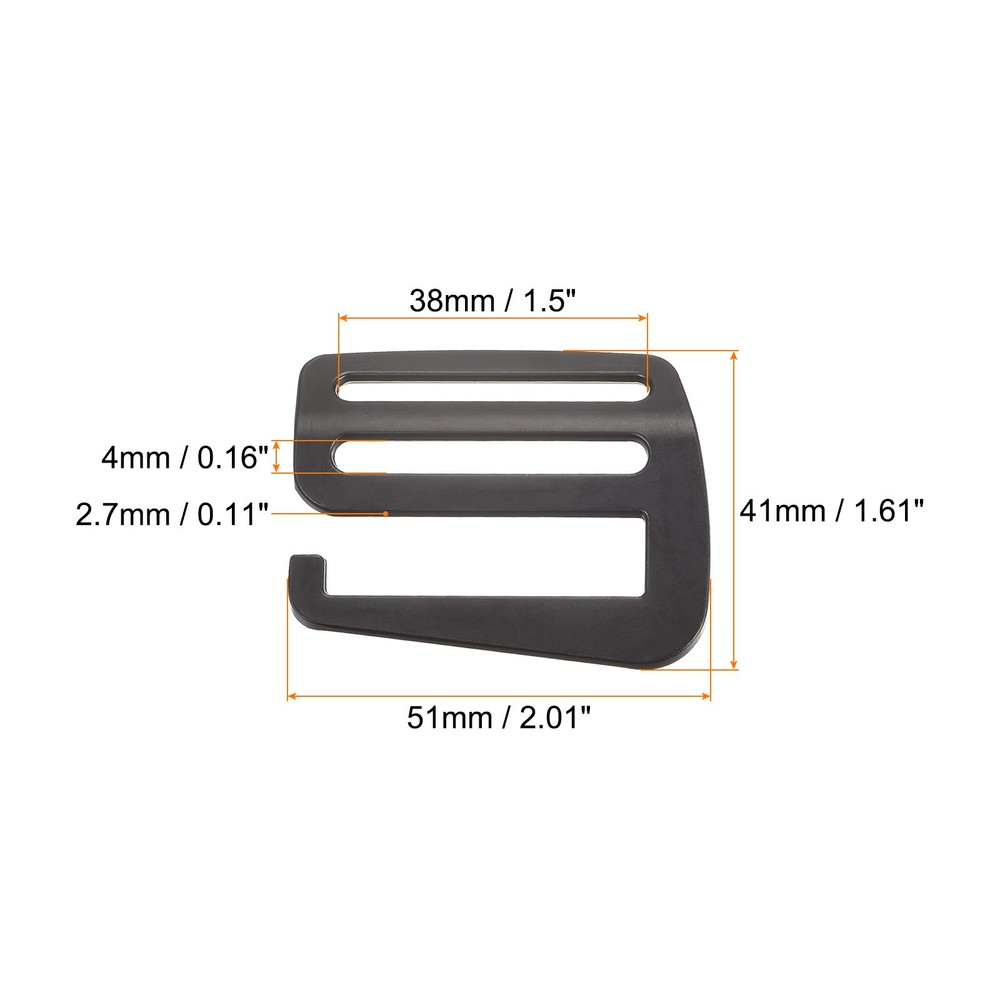 4Pcs 1.5" Webbing Release G Hook Buckle Adjuster for Backpack Strap Black