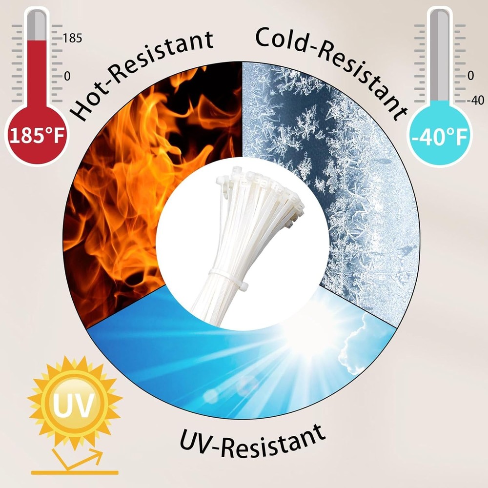 White Zip Ties Assorted 4-12" 400 Pack