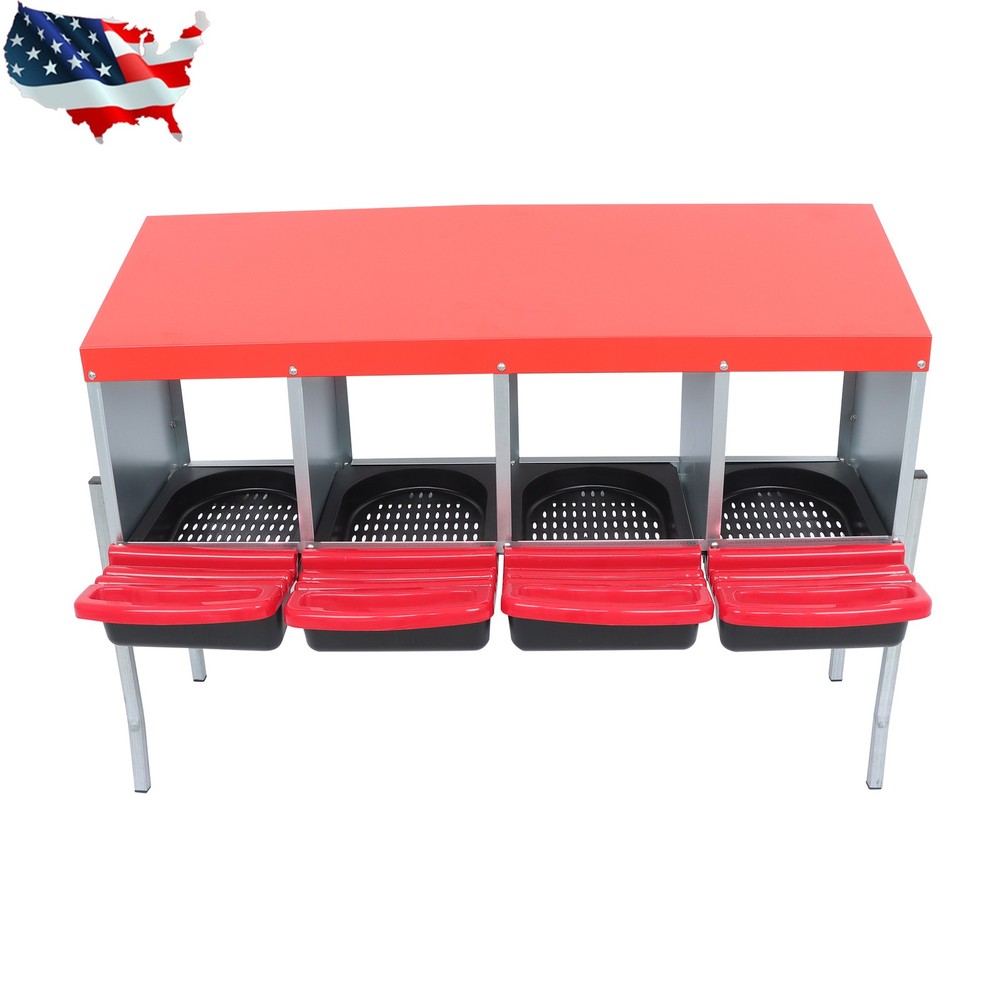 Roll Out Chicken Nesting Boxes For Laying Eggs Coop 4 Compartment