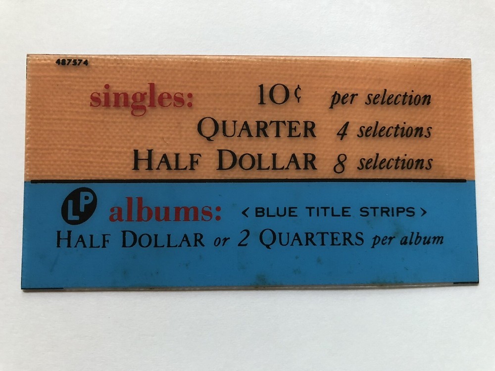 Seeburg LPC NOS Plastic Instruction Translucent Plate