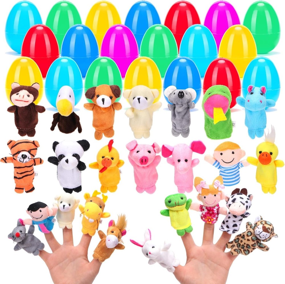 YEAHBEER 24 Pcs Easter Eggs Filled with Finger Puppets Prefilled Easter Eggs