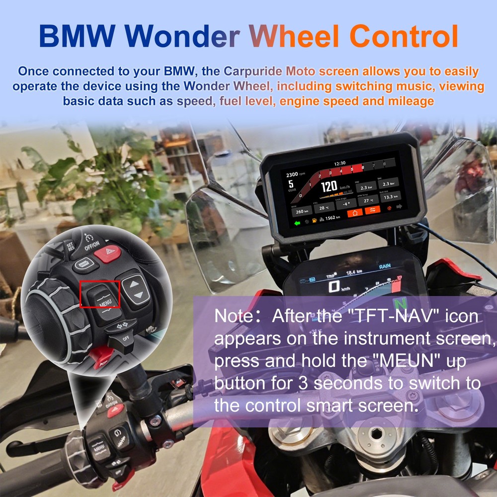 for BMW Motorcycles Touchscreen,Plug & Play Display,Support CarPlay/Android Auto