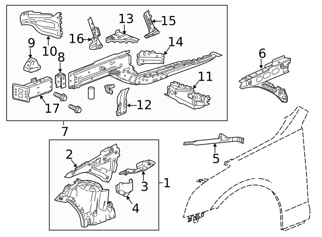 Genuine GM Passenger Side Front Compartment Side Rail 84594851