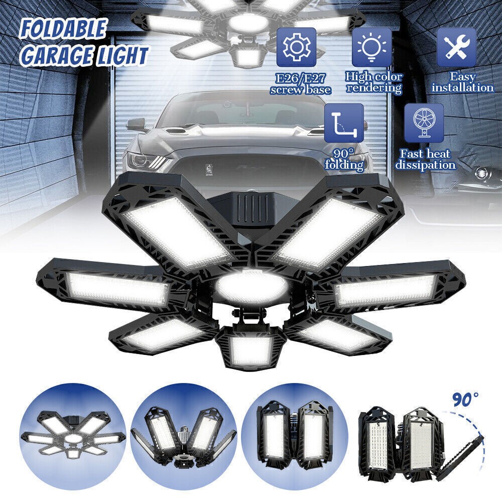 2Pack LED Garage Light 600W 12000000LM Deformable Bright Shop Ceiling Bulb Lamps