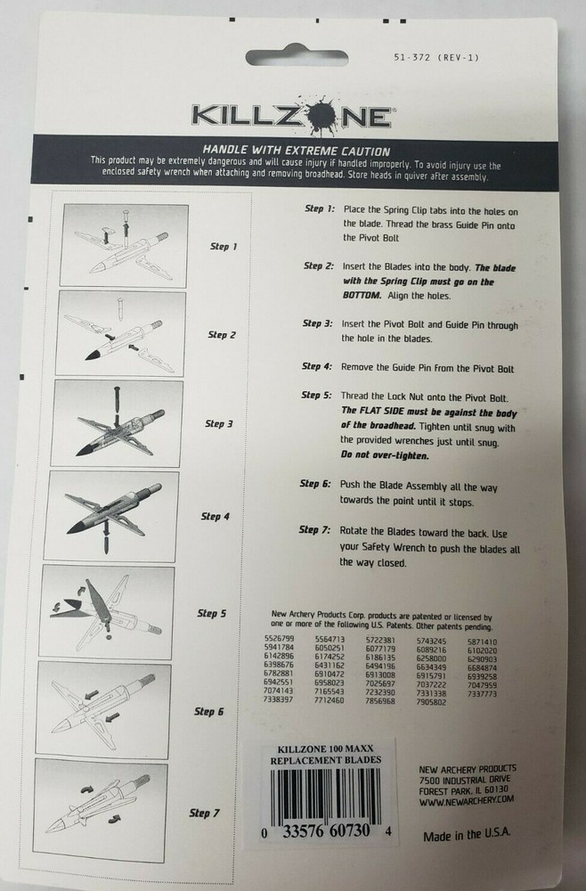 KILLZONE 100 GRAIN MAXXplacement Blades Re NAP-60-730
