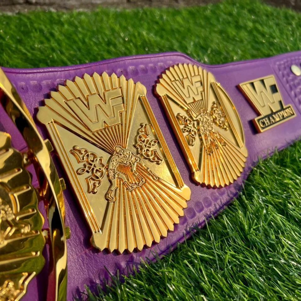 Championship Wing Eagle Wrestling Belt 4 M Zinc Gold Plate Purple Leather Strap