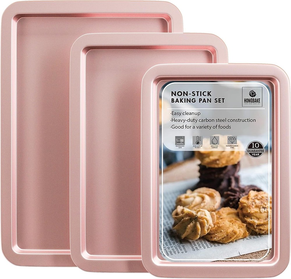 Ceramic Baking Sheet Pan Set Cookie Sheet Oven Bakeware Sets W/ Wider Grips 3