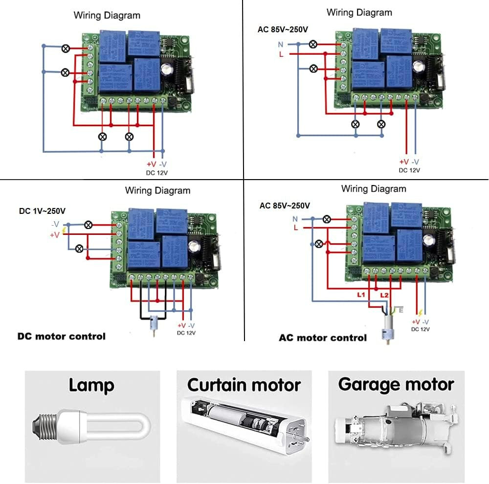 Universal 12V 4CH Wireless Relay Remote Module Switch RF 433Mhz with Remote Cont