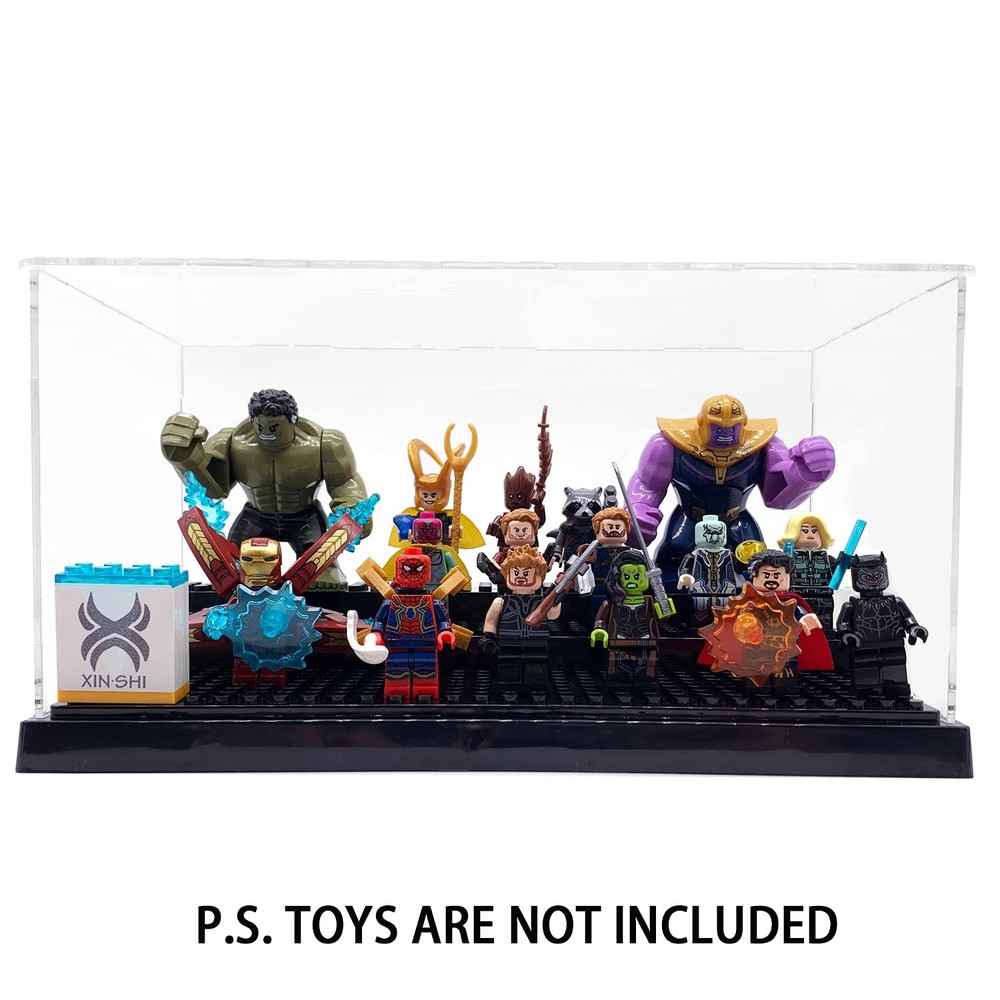 Display Case for Minifigure Action Figures Blocks, Box Storage Black