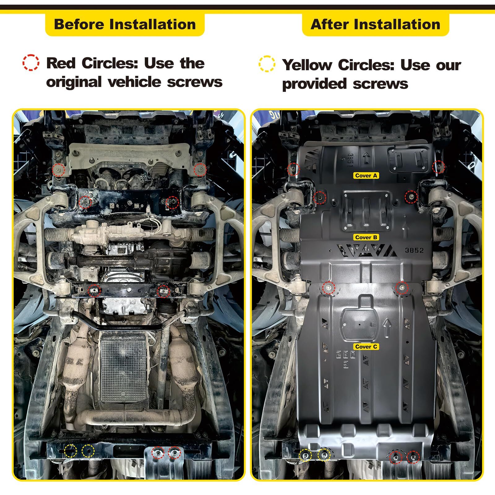 Full Skid Plate Package w/Front Transmission Skid Plate For 2015-2022 Ford F150