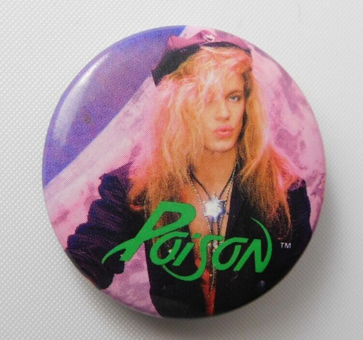 Vintage Poison Bret Michaels 1.5" Button Pin 1987 Pin Badge Button