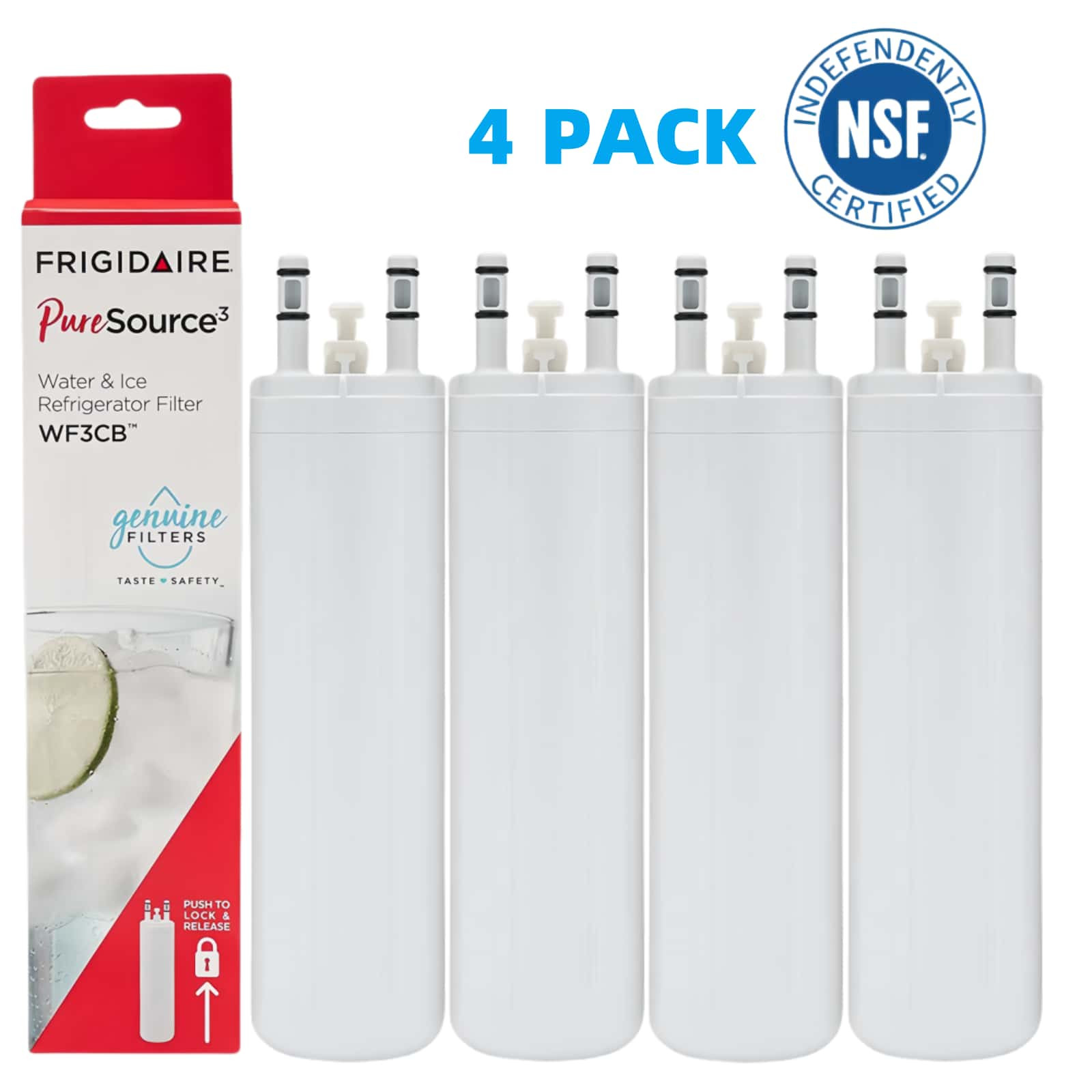 4PACK For Frigidaire WF3CB Refrigerator PureSource 3 Water & Ice Filter, NEW, US