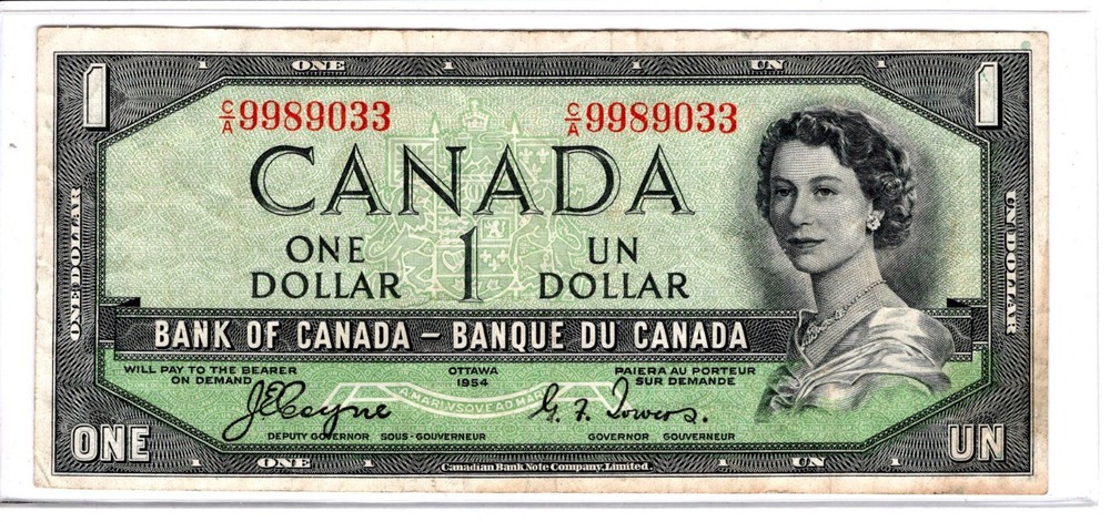Canada 1954 One Dollar Devils Face Banknote QEII C/A 9989033