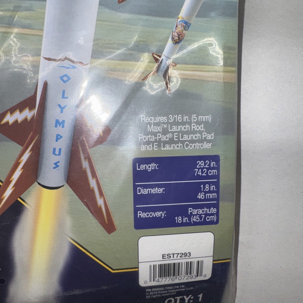 Estes Olympus #7293 Flying Model Rocket! Large 29” D & E Powered Payload Rocket!