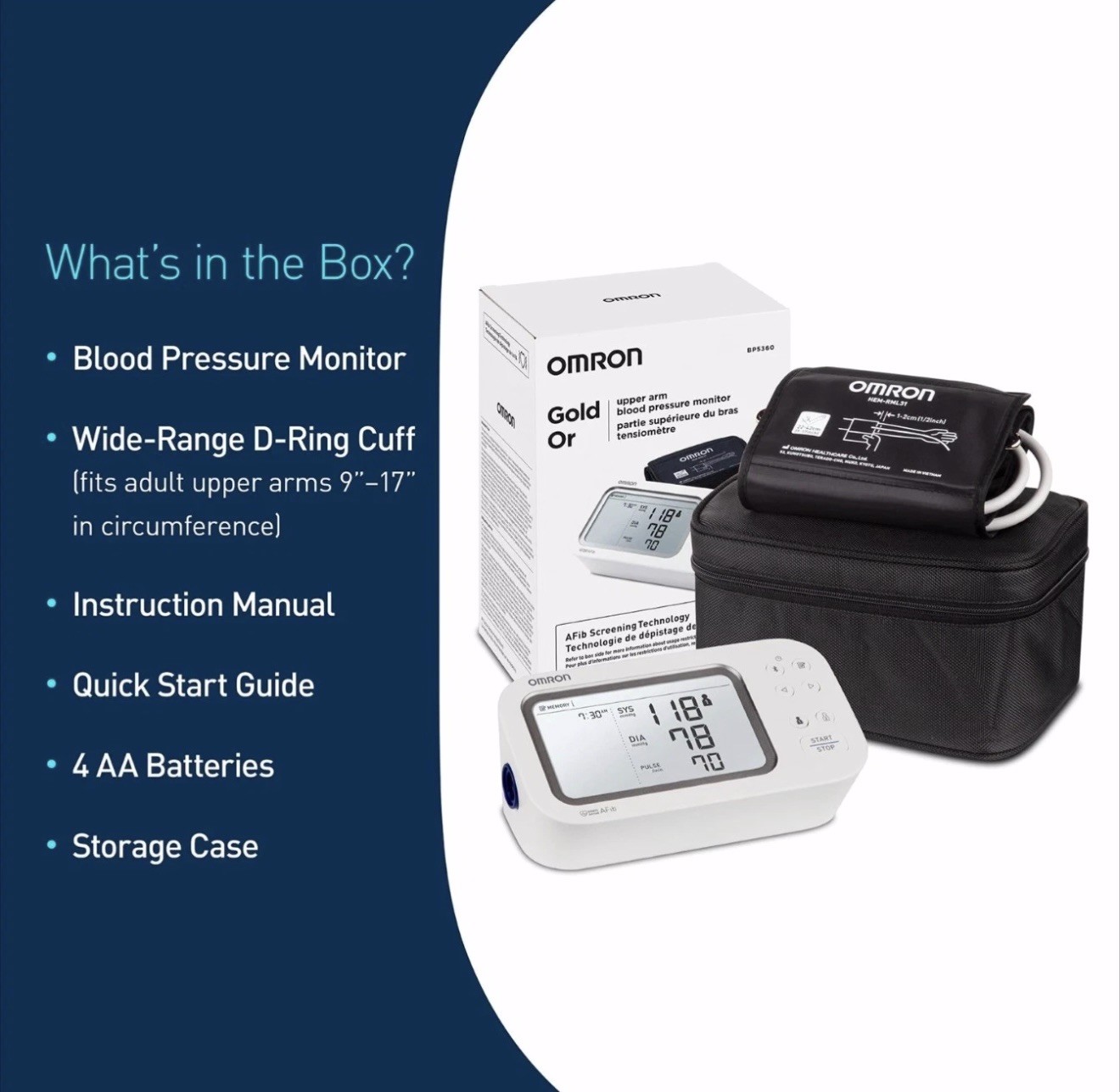 OMRON Gold Or Upper Arm Blood Pressure Monitor - BP5360 New