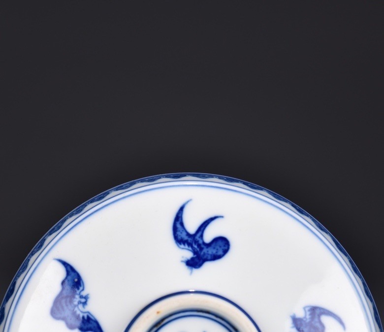 6.3''YongZheng Marked Blue white Porcelain 8 Auspicious Symbol Tray Dish Plate