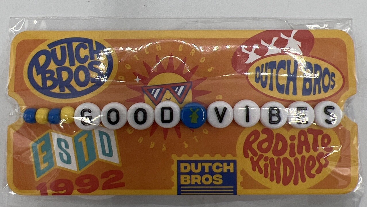 Dutch Bros Coffee "Good Vibes" Friendship Bracelet NEW