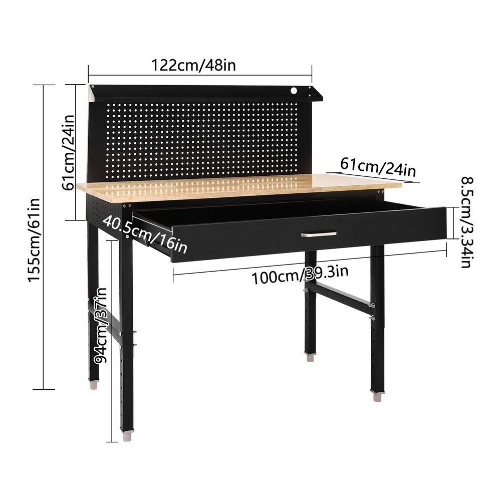 NEW Adjustable Workbench 65-90cm Height Adjustment Workbench For Gardens Home US