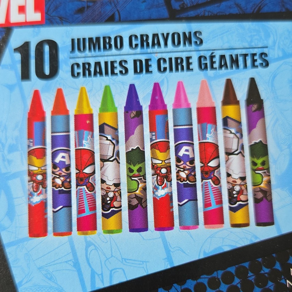 Marvel Jumbo Crayons 10 Pack Multicolor Assorted Colors MPN 15221