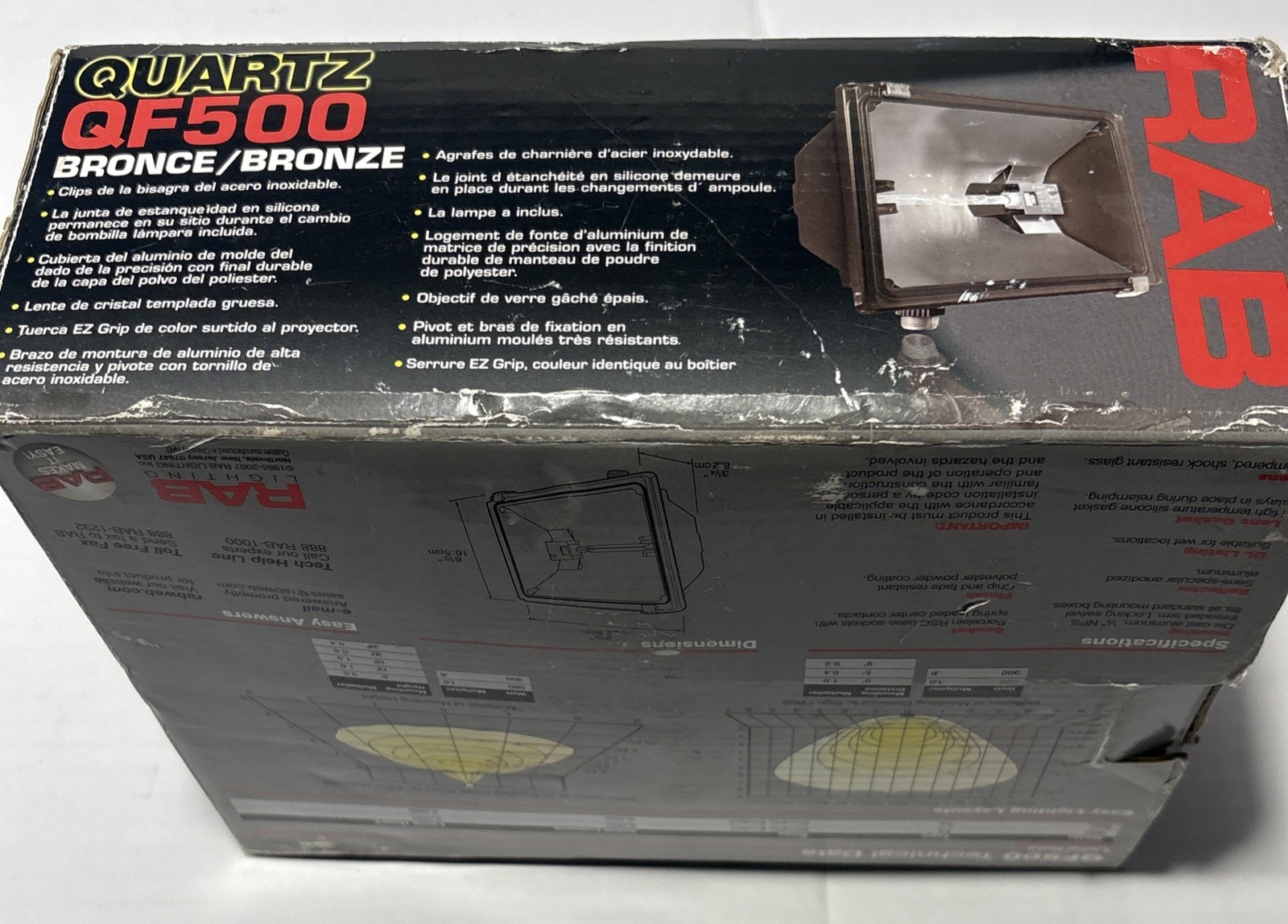RAB QF500 Bronze Quartz Halogen Outdoor Floodlight lamp, Unused-Missing Bulb