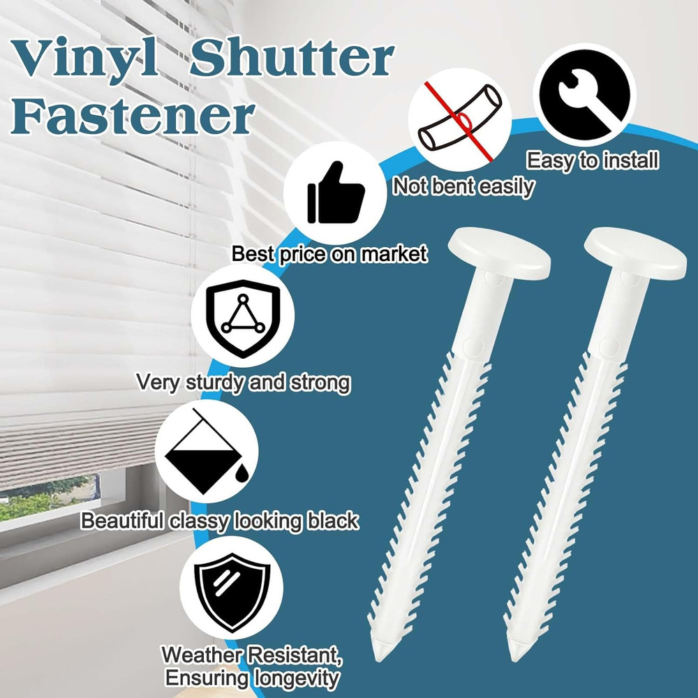30Pcs 3 Inch Vinyl Shutter Fasteners, White Window Shutter Panel Pegs Shutter Sc