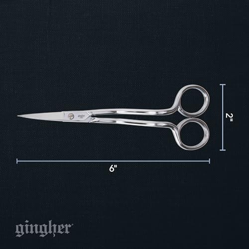 Gingher 6" Double-Curved Embroidery & Applique Scissors - Sharp, Smooth Cuts