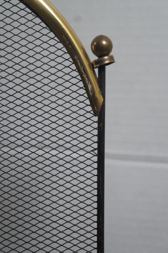 Antique Brass & Mesh 3 Panel Cherub Folding Fireplace Screen Hearthware 50"