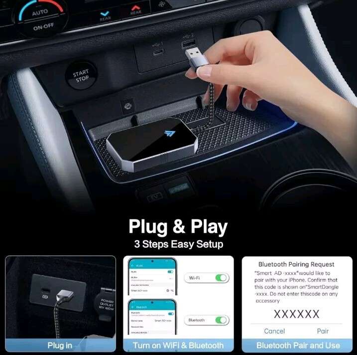 Android Auto Wireless Adapter for Factory Wired Android Auto - Instant Connect