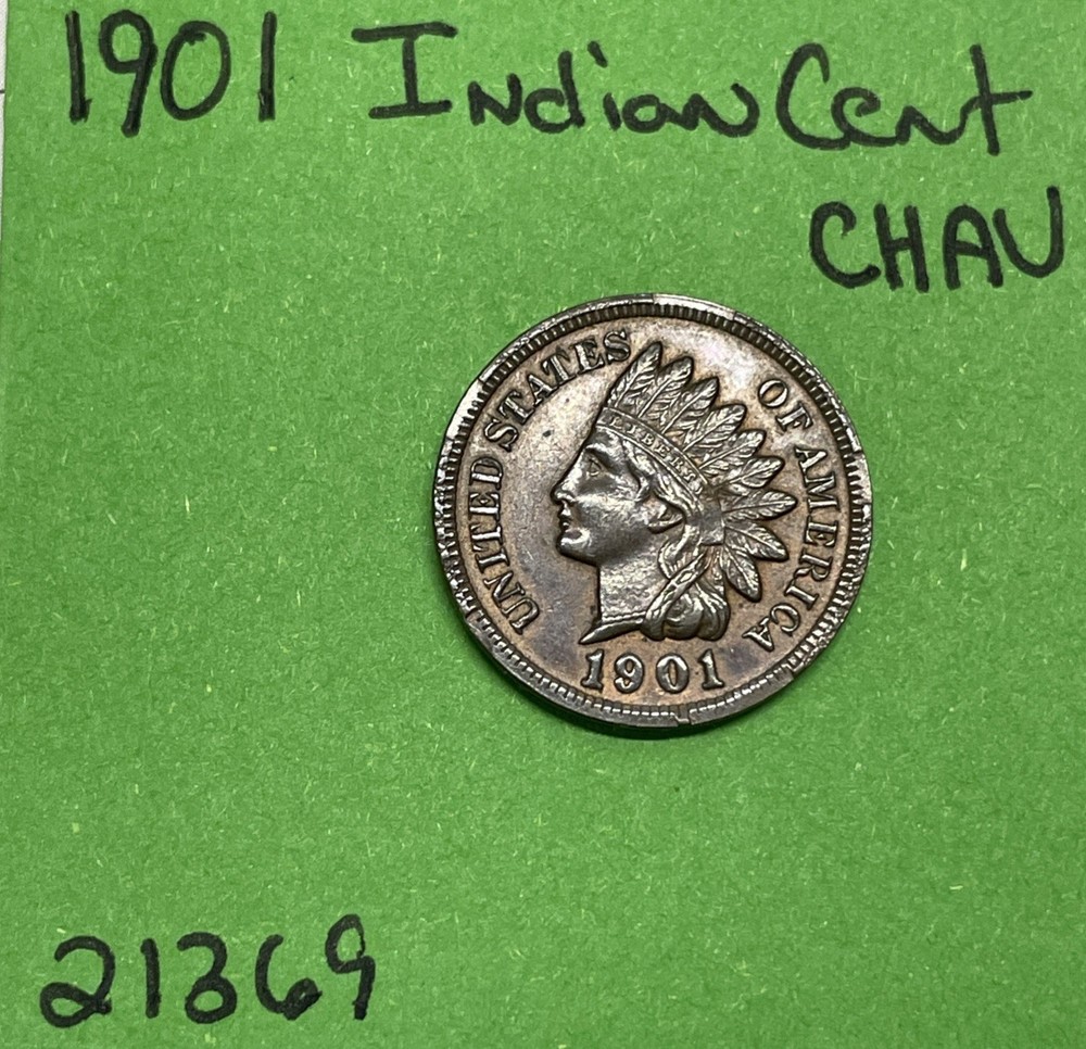 1901 Indian Head Cent / Penny 1c Ch AU About Uncirculated