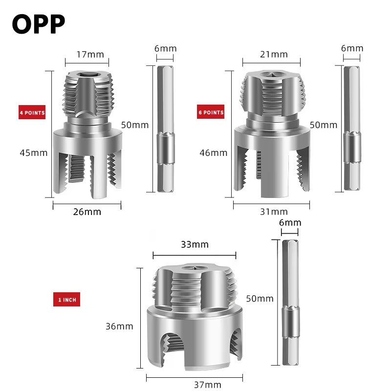 PVC Pipe Threading Tool Kit Internal & External Pipe Threader 3 PC Set