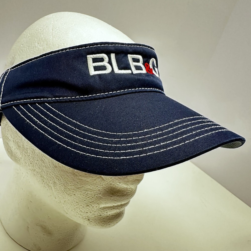 Nike Golf Visor Hat BLB&G Logo Adjustable Golfing Dri-Fit Navy Blue Hook Loop