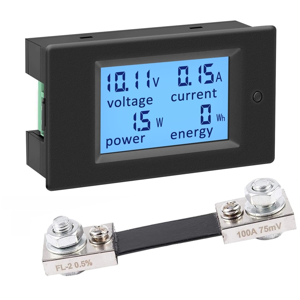 Digital Ammeter Voltmeter DC Voltage Current Power Energy Meter 6.5V~100V wit...