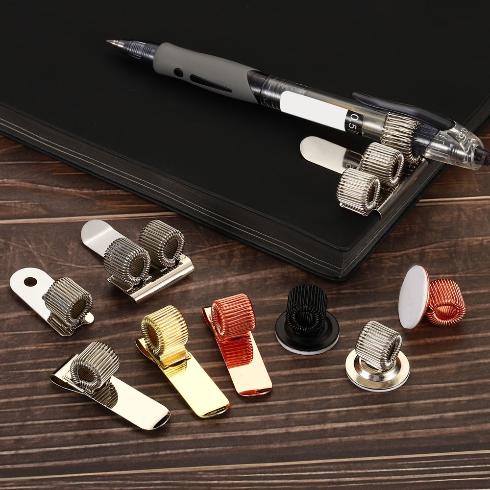Pen Holder Clips, 3Pcs Metal Vertical Single Spring Loop Organizer, Silver
